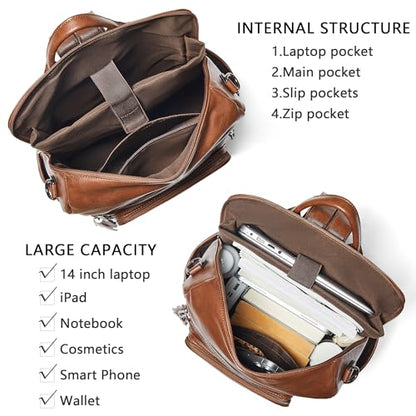 Shrrie Vegan Leather Laptop Backpack for Women 15.6 inch Work Backpack Fashion Travel Backpack Purse for Business College - color: Brown01