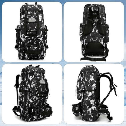King'sGuard 100L Camping Hiking Backpack Molle Rucksack Military Camping Backpacking Daypack (Black Lighting) - color: Black Lighting