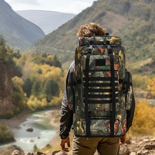 Hiking Backpack for Men 70L/100L Camping Backpack Military Rucksack Molle 3 Days Assault Pack for Climbing | Camping Backpack - color: 100l-maple