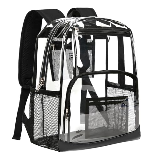 Vorspack Clear Backpack Heavy Duty - Extra Large Clear Bookbag Transparent Backpacks for Adults See Through Backpack for College Work Travel - Black - color: Black, size: X-Large