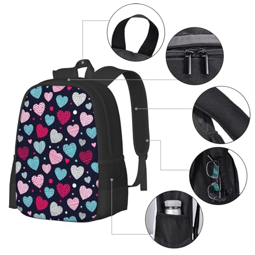 Breathable Outdoor Daypack Colorful Hearts, Durable Anti Theft Travel Backpack Adjustable Strap Shoulder Bag for Hiking Camping City Walking - color: Design (577)