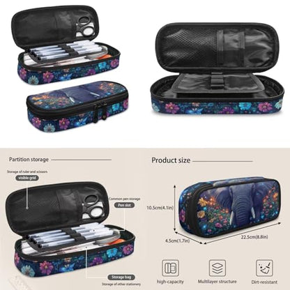 Aesthetic Elephant Backpack for Girls Kids Backpack with Lunch Box Water Bottle Carrier and Pencil Holder Pouch 4Pcs Set 17" Bookbag with Large Front Pocket Lightweight Elementary School Bag - color: Aesthetic Elephant