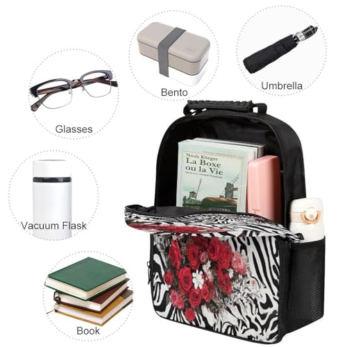 Supdreamc Rucksacks Lightweight Multipurpose Anti-Theft Cheetah Leopard Zebra Print Floral Black And White Shoulder Bag Big Capacity Laptop Book Bag Rucksack With Padded Straps - color: Pattern 421