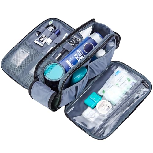 ZEEMO Travel Toiletry Bag for Men, Medium Water-Resistant Double-Sided Full-Open Dopp Kit, Versatile Organizer for Shower and Hygiene Accessories, Bathroom Essentials, Cosmetics, Green | double-sided storage and water-resistant fabric for travel essential