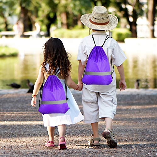 KUUQA 12 Pcs Drawstring Backpack Bag Bulk Purple - color: Purple