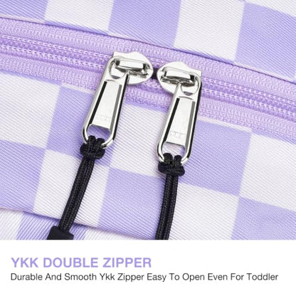STEAMEDBUN Toddler Backpack Boys Girls 2-4, Preschool Daycare Backpack -12inch - color: Light Purple Checkerboard, size: Mini-12"H(not fit folder)