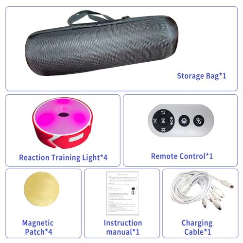 4Pcs/Pk Agile Reaction Training Lamp Set, Reaction Training Light Speed Agile Reaction Light Sports Equipment Quick Reaction Lights Enhancing Speed and Agility Tools