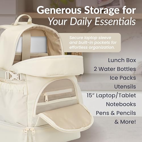 Bentgo 2-in-1 Adult Backpack & Insulated Lunch Bag - color: Bone