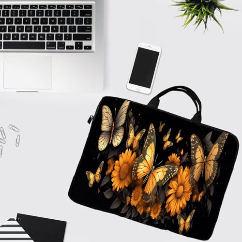 15-Inch Laptop Sleeve – Stylish, Lightweight, Shockproof, Water-Resistant Case for Lenovo, HP, Dell, Asus Notebooks - Flower Butterfly - color: Flower Butterfly