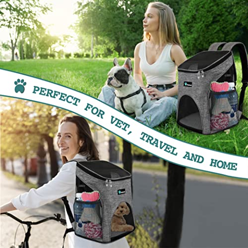 PetAmi Cat Backpack Carrier, Airline Approved Pet Carrier Backpack for Small Dogs and Large Cats, Soft Sided Collapsible Ventilated with Sherpa Bed for Hiking Travel, Max 18 lbs, Heather Gray - color: Heather Gray