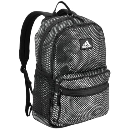 adidas Hermosa Mesh See-Through Backpack – Festival Concert Stadium Beach Bag, 29L, Black/White/2, OSFA - color: Black/White/2