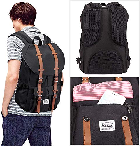 KAUKKO Laptop Outdoor Backpack Traveling Daypack Hiking Rucksack Large Capacity Bag Fits 15.6"(0-Black(2PC)) - color: 0-black(2pc)