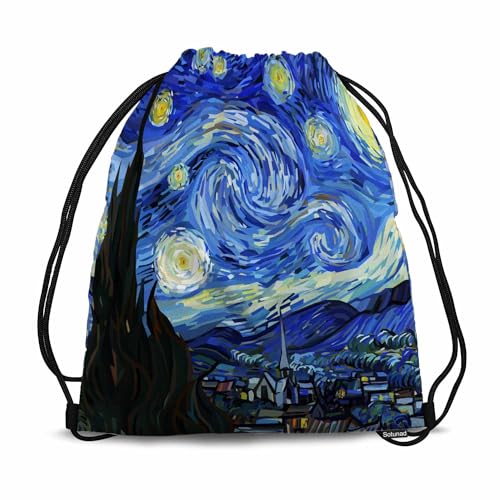 Gym Backpack Starry Night A Million Lights In The Distant Mountains and Near Drawstring Backpack for Dance Gym Sports Soccer Basketball Running 14x16.9 Inch - color: Starry Night