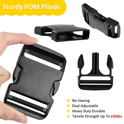 6 Pcs Quick Side Release Buckle, 12 Pcs Tri-Glide Slide、 6 Pcs Metal D-Rings,Dual Adjustable, No Sewing Required Suitable for 1 1/2 inch Wide Nylon Webbing (1 1/2 inch Buckle Combo Set) - color: 1 1/2" 6 Pcs Buckle Set