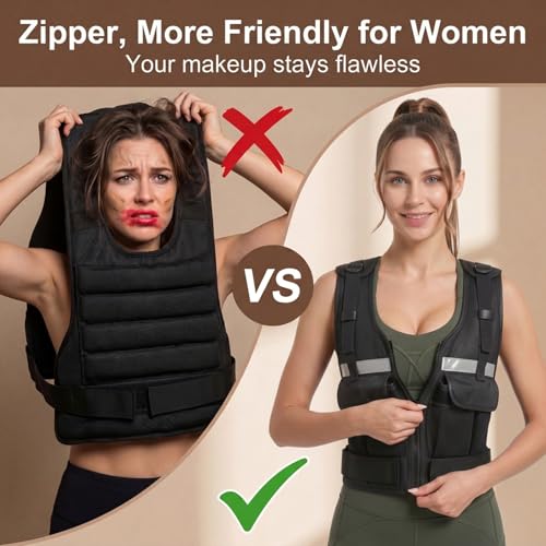 2026 Upgrade Adjustable Weighted Vest 2-16 lbs, Zip Design Weight Vest for Women & Men, Durable Strength Training Vest with Reflective Strips & Pockets, Ideal for Walking Running/Rucking/HIIT/Home/Gym