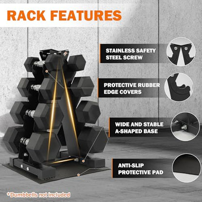 Fitvids A-Frame Dumbbell Weight Rack, Vertical Storage Rack for Dumbbells, Weight Stand Only for Home Gym Space Saver, 4-Tier or 5-Tier Option - style: A-Frame, 4-Tier