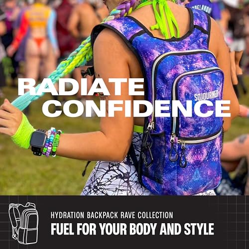 Sojourner Hydration Pack, Hydration Backpack - Water Backpack with 2l Hydration Bladder, Festival Essential - Rave Hydration Pack Hydropack Hydro for Hiking, Running, Biking, Festival Gear - color: Mushroom Magic