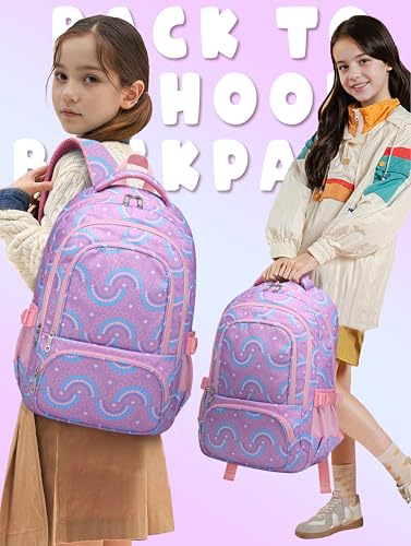 BLUEFAIRY Kids Backpacks for Boys Girls 17 Inch Elementary Primary Middle School Bookbags with Laptop Compartment Back to School Bags for Childs Age 6-8 Mochilas Escolares para Niños Niñas Purple - color: Purple