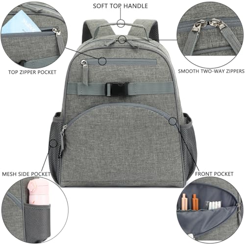 FlowFly Kids Backpack for Toddler Boys Girls, Simple Lightweight Bookbag for Daycare Kindergarten Elementary School Travel, Small Modern Bag (Medium 15''), Grey - color: Grey, style: Kids Medium: 12l