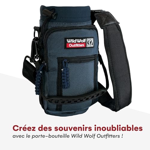 Wild Wolf Outfitters - #1 Best Water Bottle Holder for 32 oz Bottles - Carry, Protect and Insulate Your Flask with This Military Grade Carrier w/ 2 Pockets and an Adjustable Padded Shoulder Strap. - color: Navy