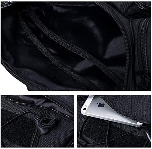 CREATOR Tactical Waist Pack Military Fanny Pack Outdoor Army Waist Bag Large Waist Pack for Daily Life Cycling Camping Hiking Hunting Fishing Black Camo Black - color: Camo Black