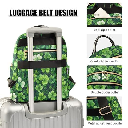 St. Patrick's Day Green Leaf Aesthetic Backpack Purse for Women Shoulder Bag Fashion Daypack Ladies Handbag Lightweight Travel Bag Rucksack - color: Green Leaf-1, size: Medium