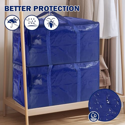 8 Pack Extra Heavy Duty Large Moving Bags with Strong Zipper & Carrying Handles, Sturdy Clothes Storage Bag Totes Bins, Packing Bags Moving Boxes College Moving Supplies, Dark Blue - 33 gal - size: 33 gal-Dark Blue