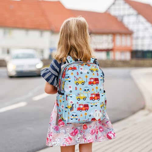 Kids Backpack for Girls Boys - 15 Inch Cute Cars Little Kids Backpack Waterresistant Toddler Preschool Kindergarten School Bag for Aged 3-8, Light Blue - color: Light Blue