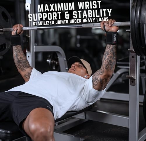 Hustle Athletics Wrist Wraps for Weightlifting, USPA-Approved 18" Wrist Support Straps for Bench Press, Squats & Overhead Press, Heavy-Duty Gym Wraps for Men and Women
