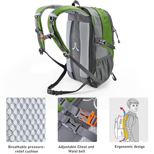 N NEVO RHINO Hiking Backpack 20L Water Resistant Outdoor Day Pack,Lightweight Travel Small Backpack for Men Women - color: Armygreen