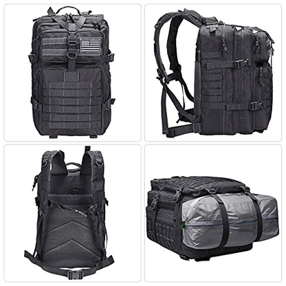Prospo Military Tactical Backpack Large Fishing Tackle Backpack 3 Day Assault Survival Pack Molle Bag for Men - color: Black