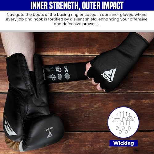 RDX Boxing Hand Wraps Inner Gloves Men Women, Half Finger Elasticated Bandages, Under Mitts Fist Protection, Muay Thai, Kickboxing, MMA, Martial Arts Speed Bag Punching Training - color: Blue White, size: Medium