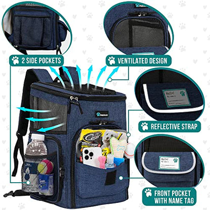 PetAmi Dog Backpack Carrier, Airline Approved 4-Way Entry Cat Backpack Carrier, Ventilated Mesh, Collapsible Pet Carrier for Small Puppy, Kitten, Hiking, Travel Car, Vet, up to 18 lbs, Navy Blue - color: Navy