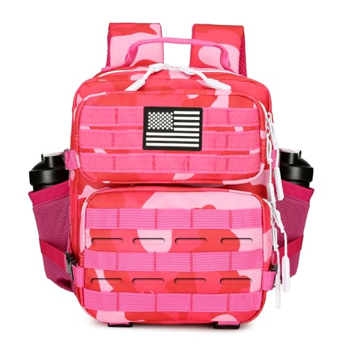 9L Mini Tactical Backpack for Men and Women Tactical Backpack Small for Hiking Small Tactical Bag Fitness Pack - color: Rose Red Cp