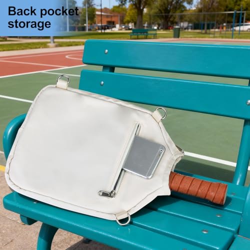 LAKE OF FIRE Pickleball Paddle Cover Crossbody Bag with Adjustable Strap Pickle ball Sling Bag Lightweight Pickleball Gifts for Men and Women - color: Creamy