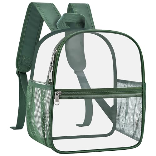 USPECLARE Clear Backpack for Stadium Approved 12×6×12, Water proof Clear Bag for Stadium Events and Concert Work Sport Event - color: Forest Green, style: Small