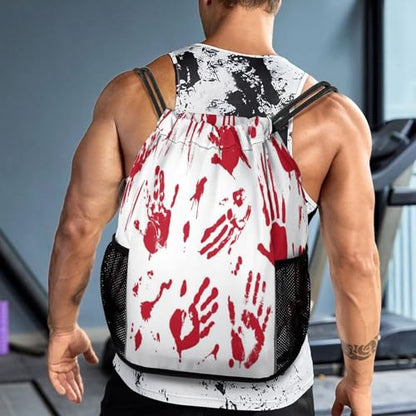 Hand Skull Drawstring Backpack Gym Bag With Shoe Compartment String Bag Sport Beach Swimming Sackpack For Women Men - color: Hand Skull