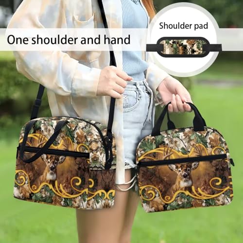 3PCS Backpack for Boys Girls Teens, 3 in 1 Tree Branch Deer Lightweight 17 Inch School Backpack with Lunch Box Pencil Case for Middle High Students - color: Tree Branch Deer