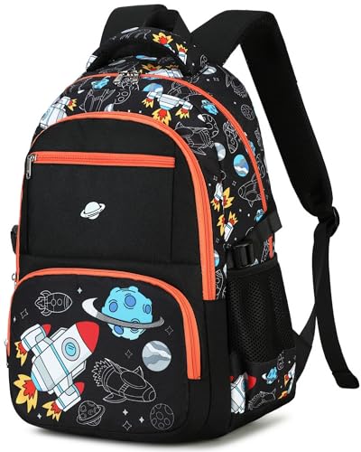 Bluboon Kids Backpack Boys Camo Bookbag Teens Elementary School Bag Daypack Travel Back Pack Middle school (Rocket Blue Planet) - color: Rocket Blue Planet