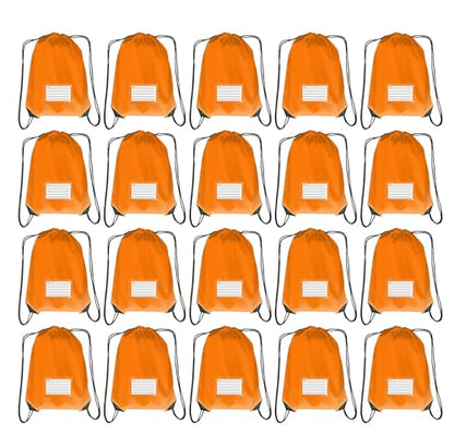 Drawstring Backpack Bulk 20 Pcs Draw String Bags DIY Gym Sports Traveling Yoga Cinch Bag Sackpack Drawstring Memo Card (orange) - color: Orange