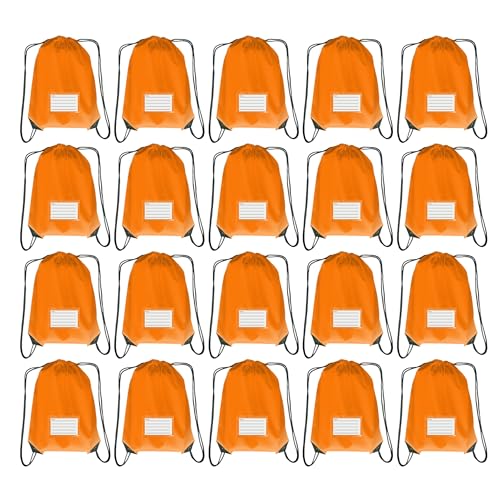 Drawstring Backpack Bulk 20 Pcs Draw String Bags DIY Gym Sports Traveling Yoga Cinch Bag Sackpack Drawstring Memo Card (orange) - color: Orange