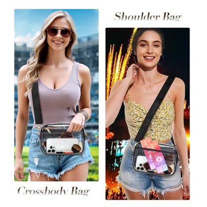 Clear Bag Stadium Approved, Clear Crossbody Bag Purses for women for Concert, Sports, Festivals - color: Black