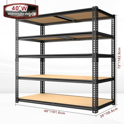 Garage Racks for Storage，5-Tier Adjustable Garage Shelving Storage Shelves,2400LBS Capacity Heavy Duty Shelving for Carport Warehouse Basement,72" H x40 W x20 D - size: 20x40x72