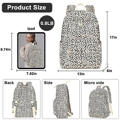 BTOOP School Backpack for Teens Bookbag Women Lightweight 15.6 inch Laptop Bag for Girls Casual High School College - color: Leopard-apricot