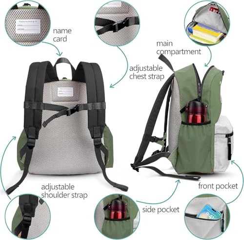 Kids Backpack for Boys: Boys Backpack 6-10 - Kindergarten Elementary School Bookbag for Boy - color: Cactus, style: Ages 6-10 (15" H Fit A4 Folder)