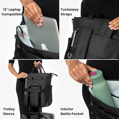 Sherpani Soleil, Anti Theft Convertible Backpack, 3 in 1 Tote, Crossbody Purse, 18L Travel Bag, Fits 13” Laptop (Carbon Signature) - color: Carbon - Signature