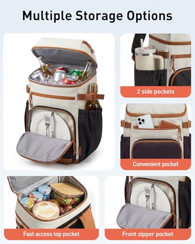 TOURIT Backpack Cooler Leak Proof 28 Cans Cooler Backpack Insulated Waterproof Cooler for Men and Women, Picnic, Hiking, Work, Trip - color: black