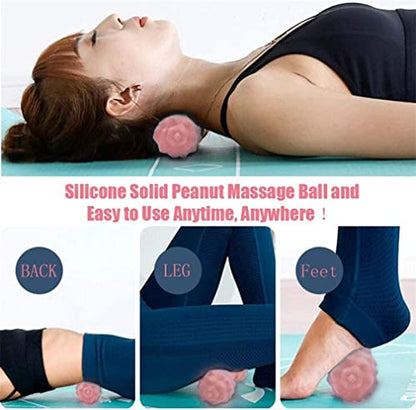 Peanut Massager Ball Set, Double Lacrosse Massage Ball and Mobility Ball for Physical Therapy, Myofascial Deep Tissue Trigger Point Massage Tool for Neck, Shoulder, Back, Legs, Hips (Pink) - color: Pink