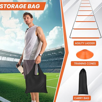 Agility Ladder, Speed Ladder, Agility Ladder Speed Training Equipment, Football Ladder, Footwork Ladder, Training Ladder for Footwork, Foldable Quick Assembly & Non - Tangling & Storage Bag - size: 16 Rungs
