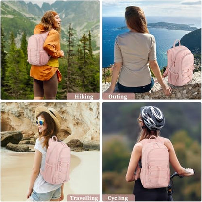 ZOMFELT Hiking Backpack for Women Men, 15L Lightweight Packable Backpack for Trip, Water Resistant Small Travel Backpacks, Foldable daypack for Hiking, Walking, Cycling, Camping, Pink - color: Pink